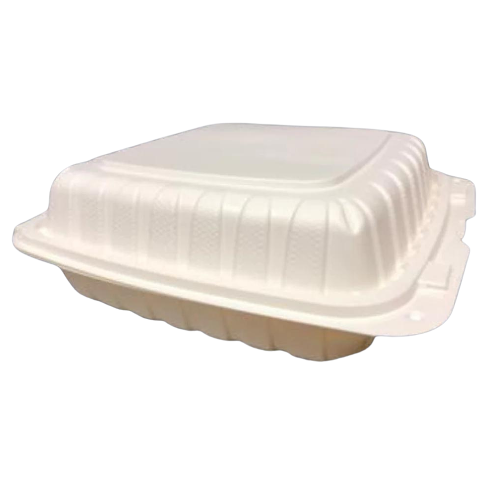 9" X 9" X 2.75" PLASTIC POLYPROPYLENE HINGED CONTAINER VENTED 3 COMP - 150CT