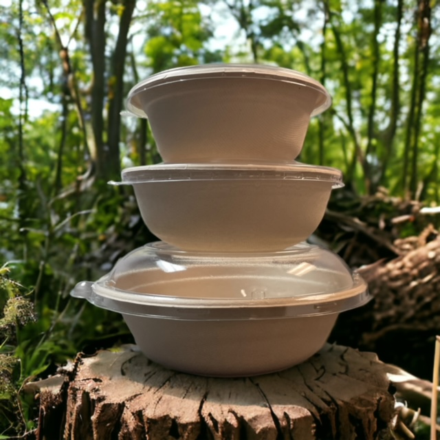 PFAS-FREE BIODEGRADABLE COMPOSTABLE BOWLS AND LIDS