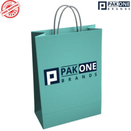 CUSTOM PAPER BAGS, TWISTED ROPE HANDLE - 2 COLOR - 250/CASE