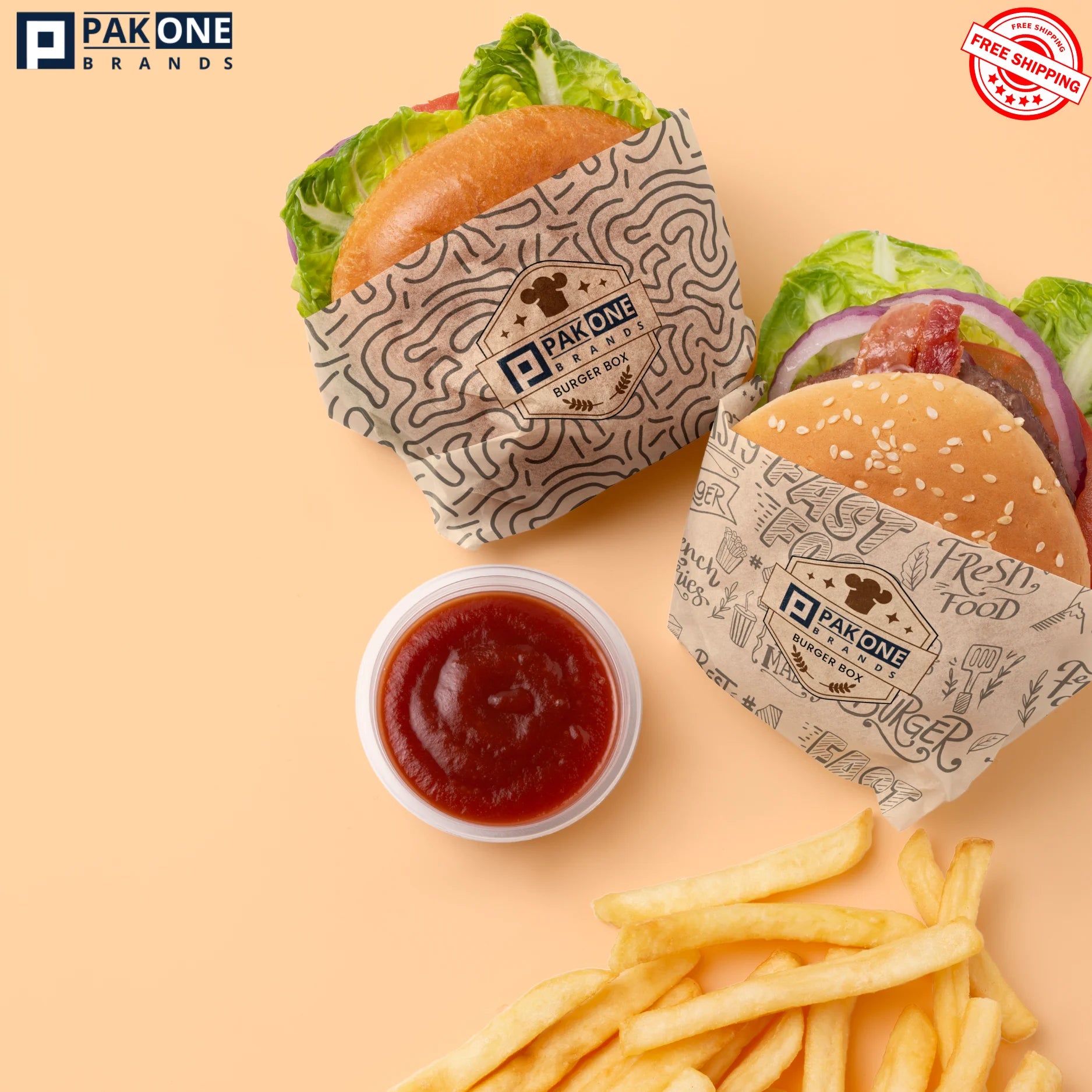 CUSTOM PAPER BURGER POUCHES 1-4 COLORS 2000/CASE
