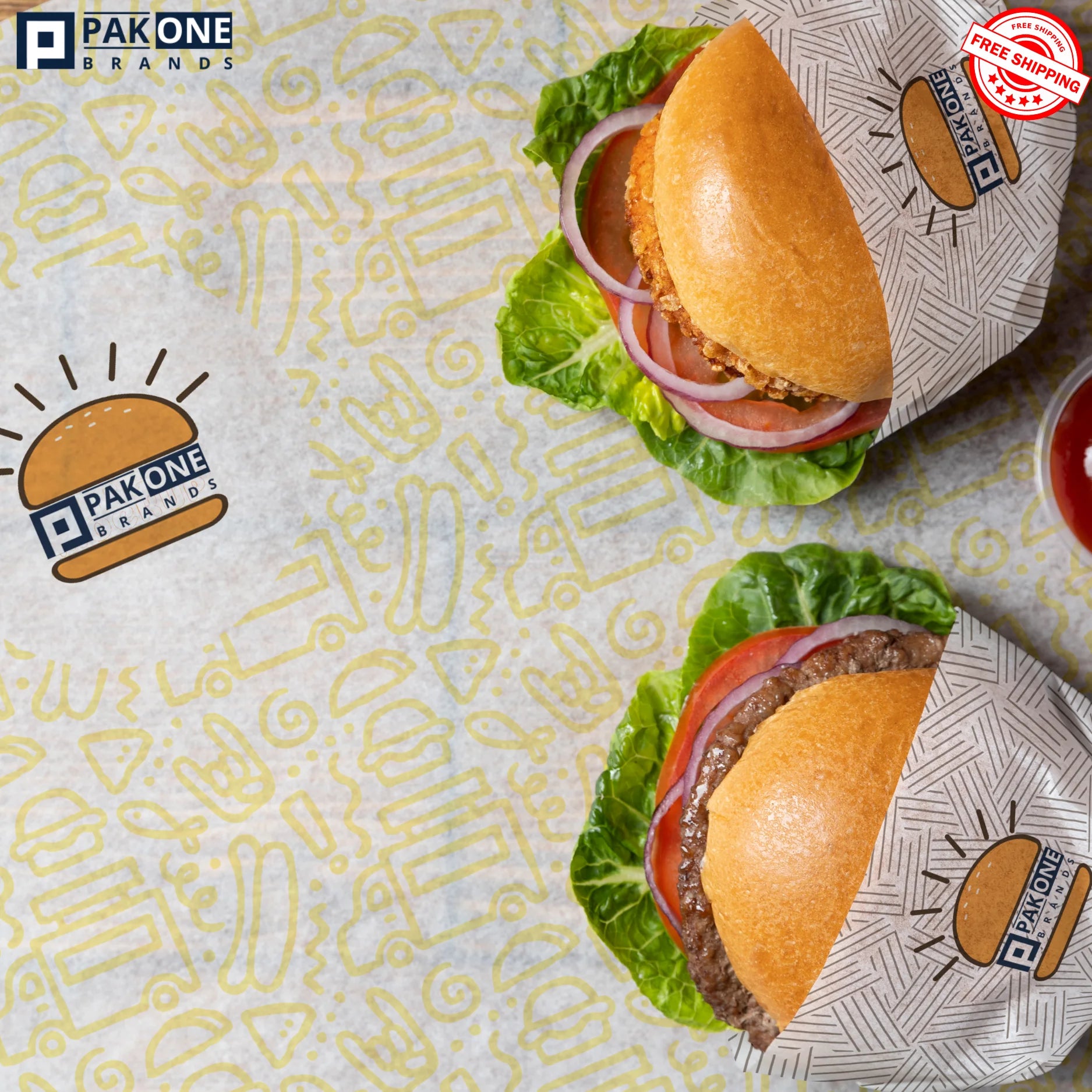 CUSTOM PAPER BURGER POUCHES 1-4 COLORS 2000/CASE