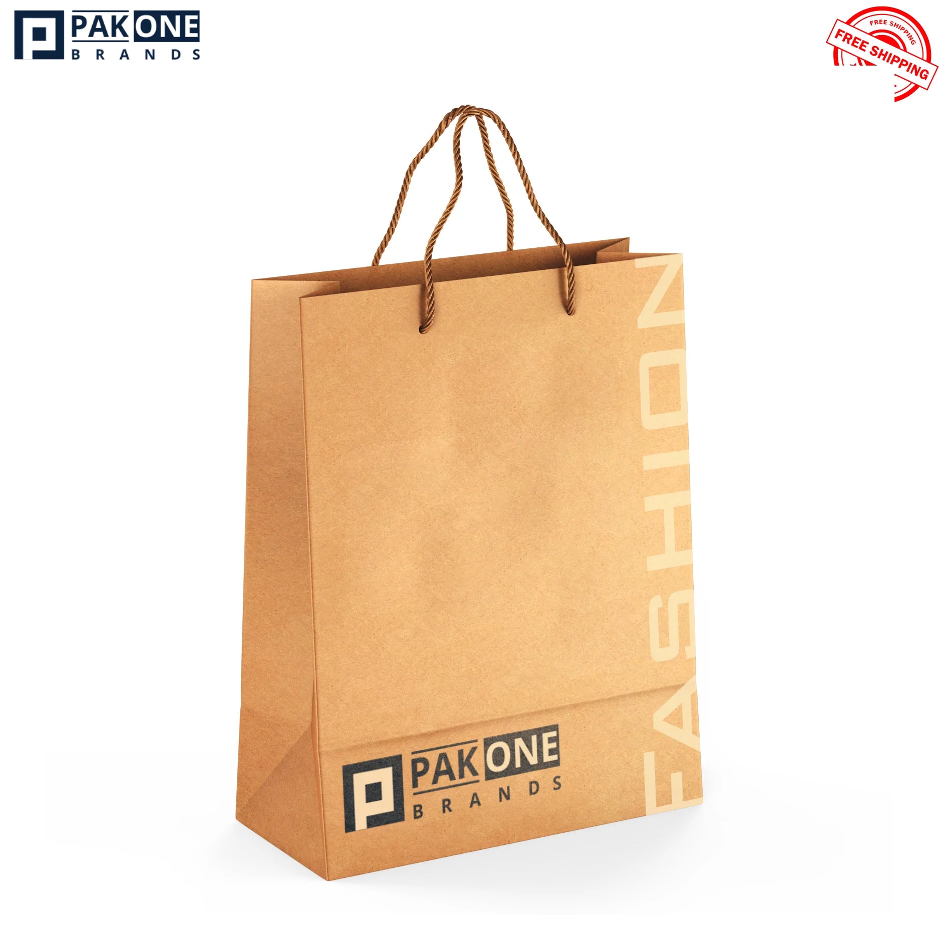 CUSTOM PAPER BAGS, TWISTED ROPE HANDLE - 2 COLOR - 250/CASE