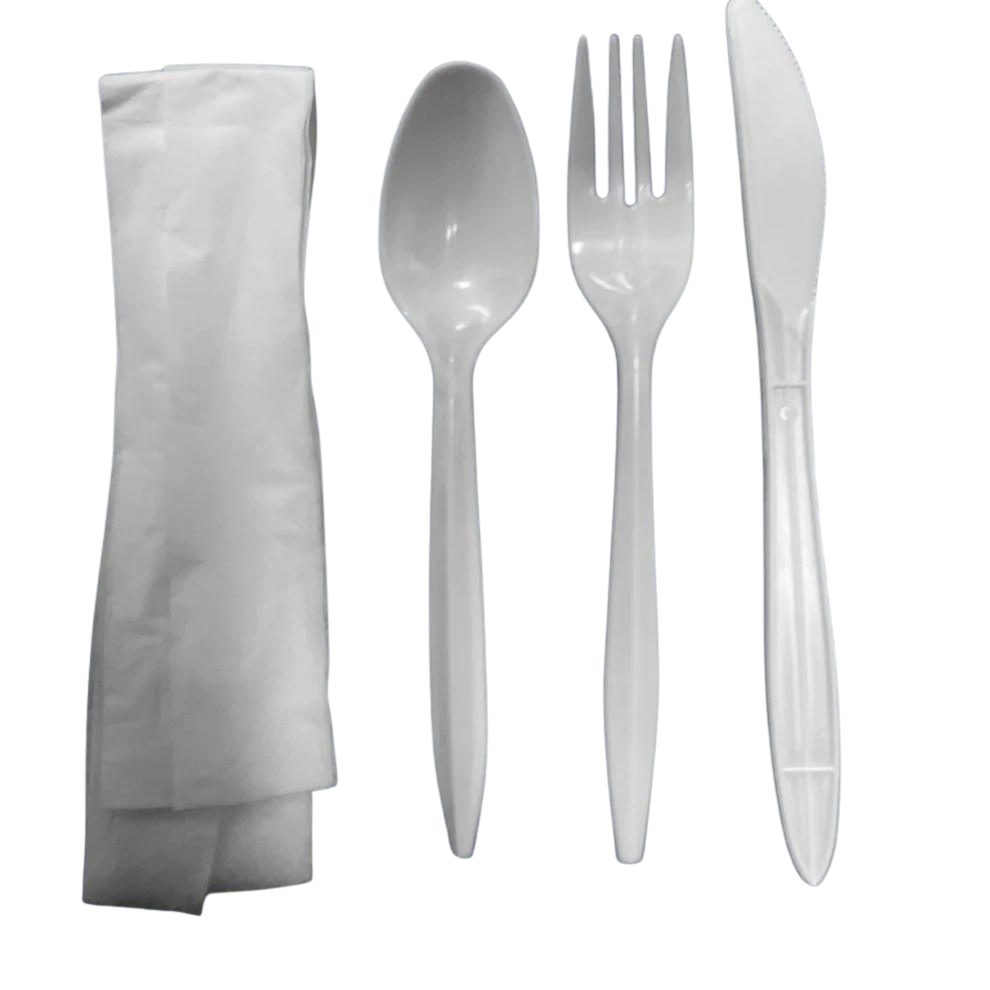 MEDIUM WEIGHT WHITE CUTLERY KITS 250 CT