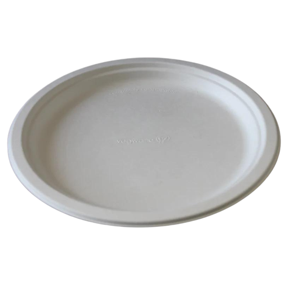 10" BAGASSE BIODEGRADABLE PLATES ONE COMPARTMENT - 500CT