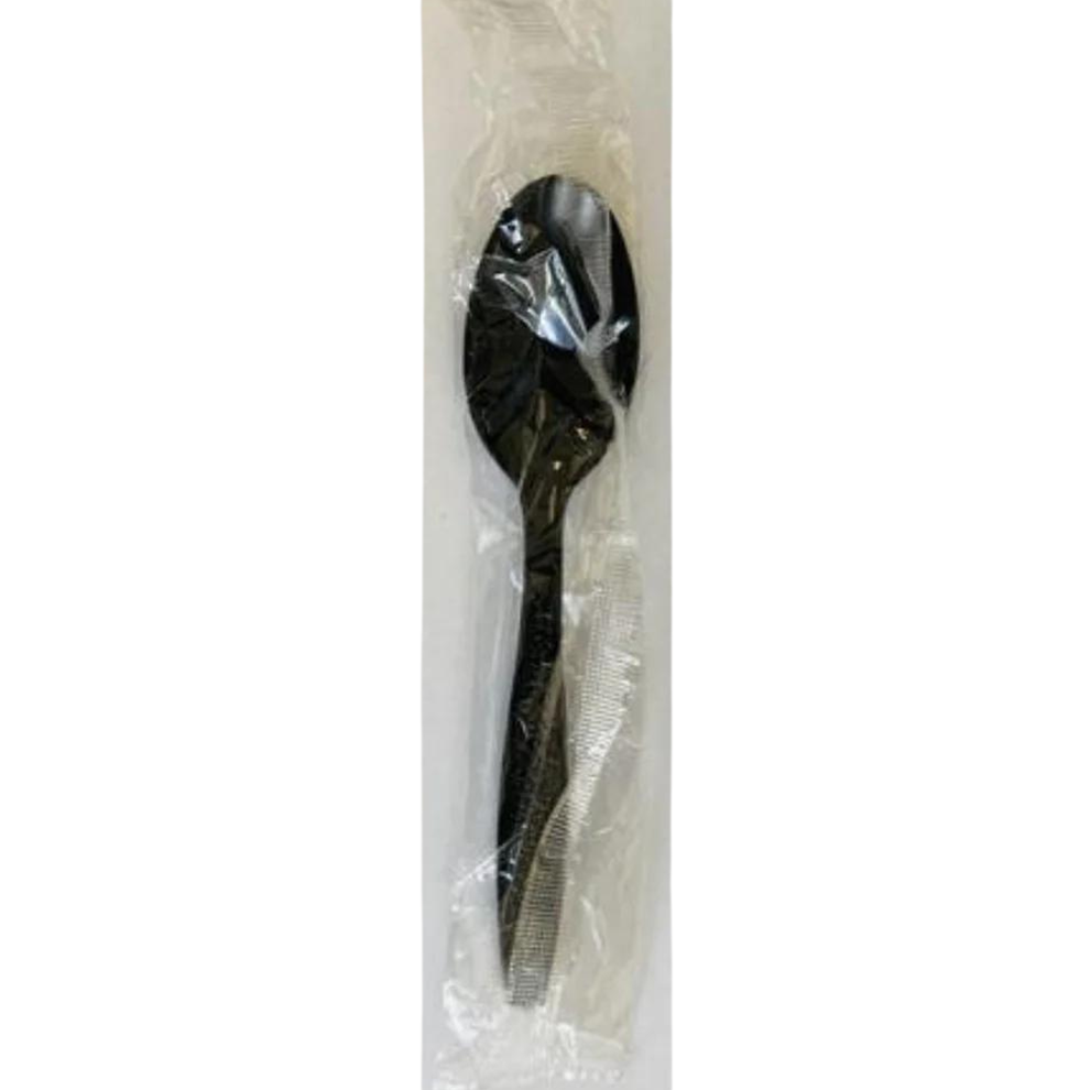 BLACK HEAVY PLASTIC SPOONS INDIVIDUALLY WRAPPED PS 1000 CT