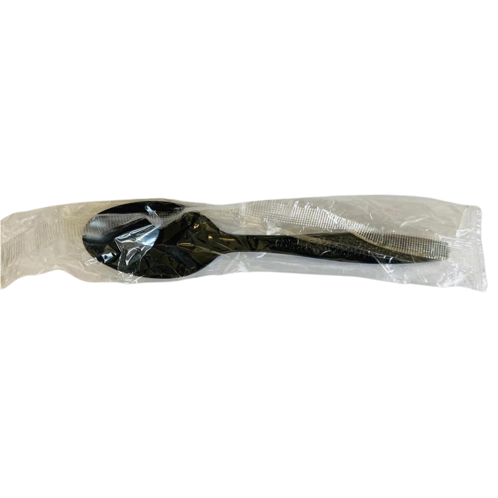 BLACK HEAVY PLASTIC SPOONS INDIVIDUALLY WRAPPED PS 1000 CT